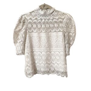 SAYLOR‎ Lace Mockneck Blouse White Sz Large